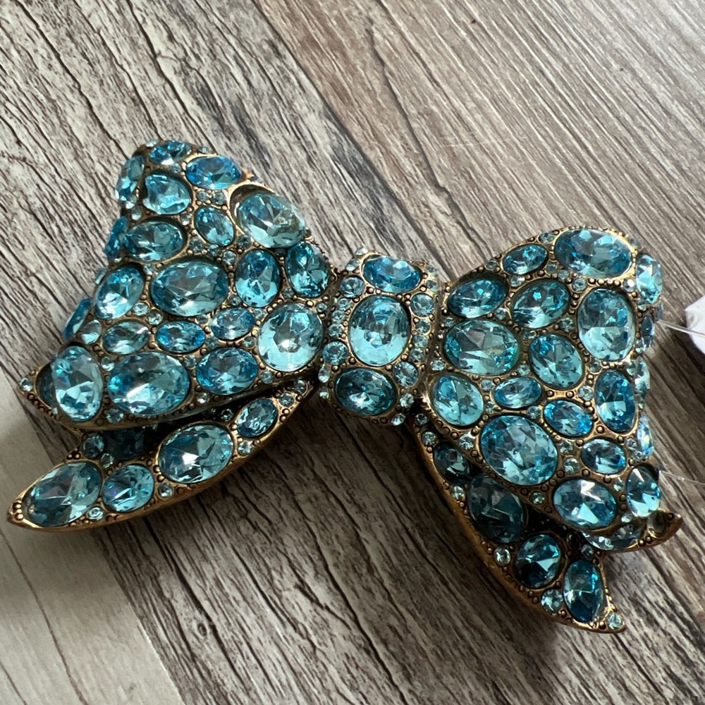 NEW with TAGS Oscar de la Renta Belt Buckle Jeweled Bow Blue